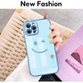 thumbnail image 2 of Compatible with iPhone 12 Pro Max Case for Women Girls,TPU Cute Plating Smiley Face Pattern Wristband Holder Case Camera Lens Protection Side Small Pattern Shockproof Wrist Strap Case-Sky Blue, 2 of 14