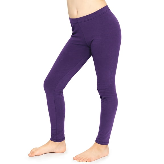 Stretch Is Comfort Stretchy Girl's Cotton Leggings Purple X-Large