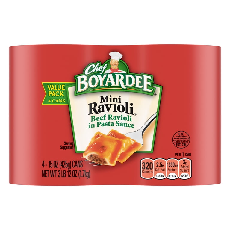 2 pack) Chef Boyardee Mini Ravioli, Beef Ravioli in Pasta Sauce