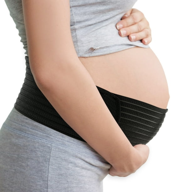 Banda de Embarazo Soporte Maternidad Bandas para el Abdomen para Mujeres Embarazadas Transpirable Ergonómica Ajustable Color Negro