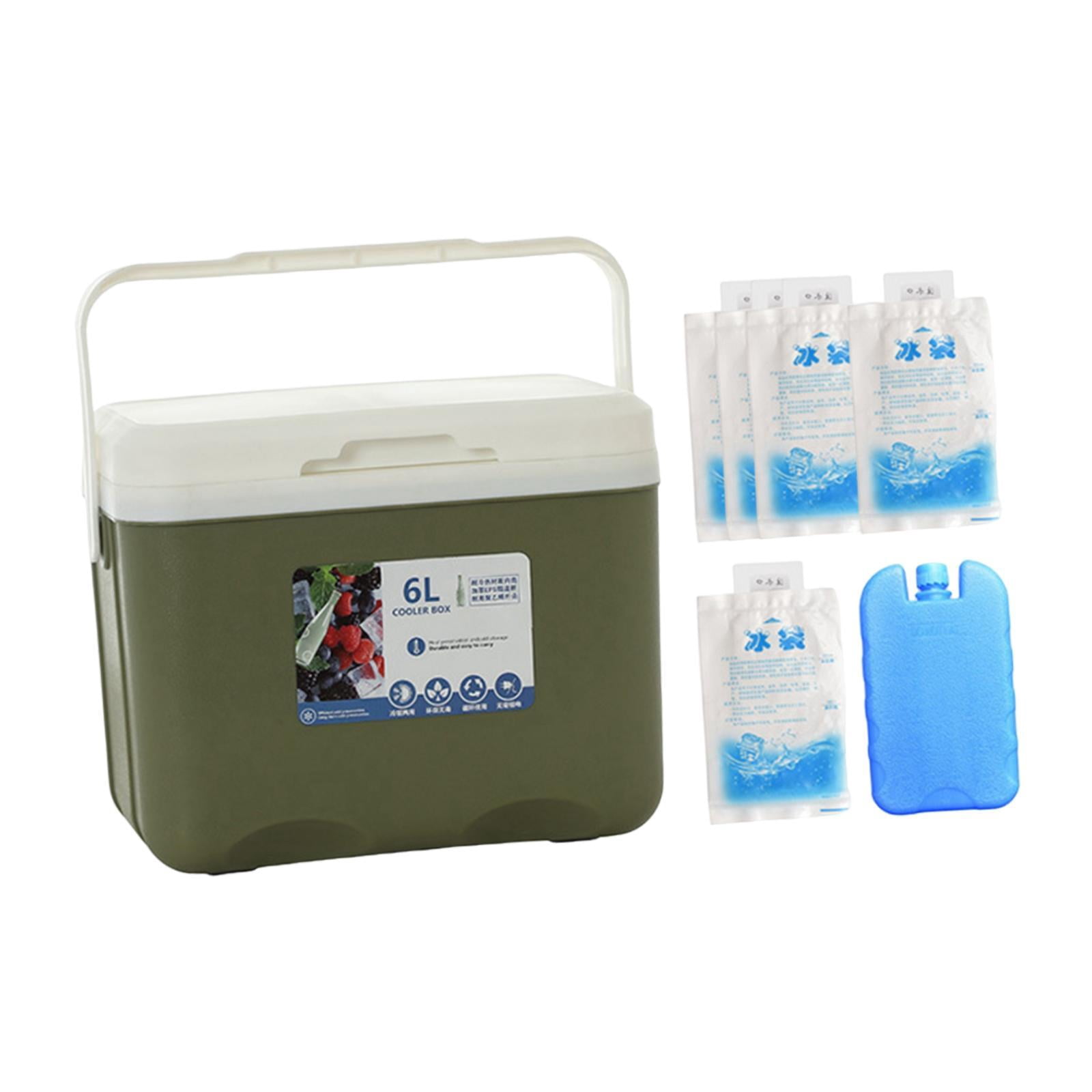 QccHieUs Camp Cooler, Ice Chest Box, Portable for Freeze/Hot Food with Ice Pack Cold Case Green