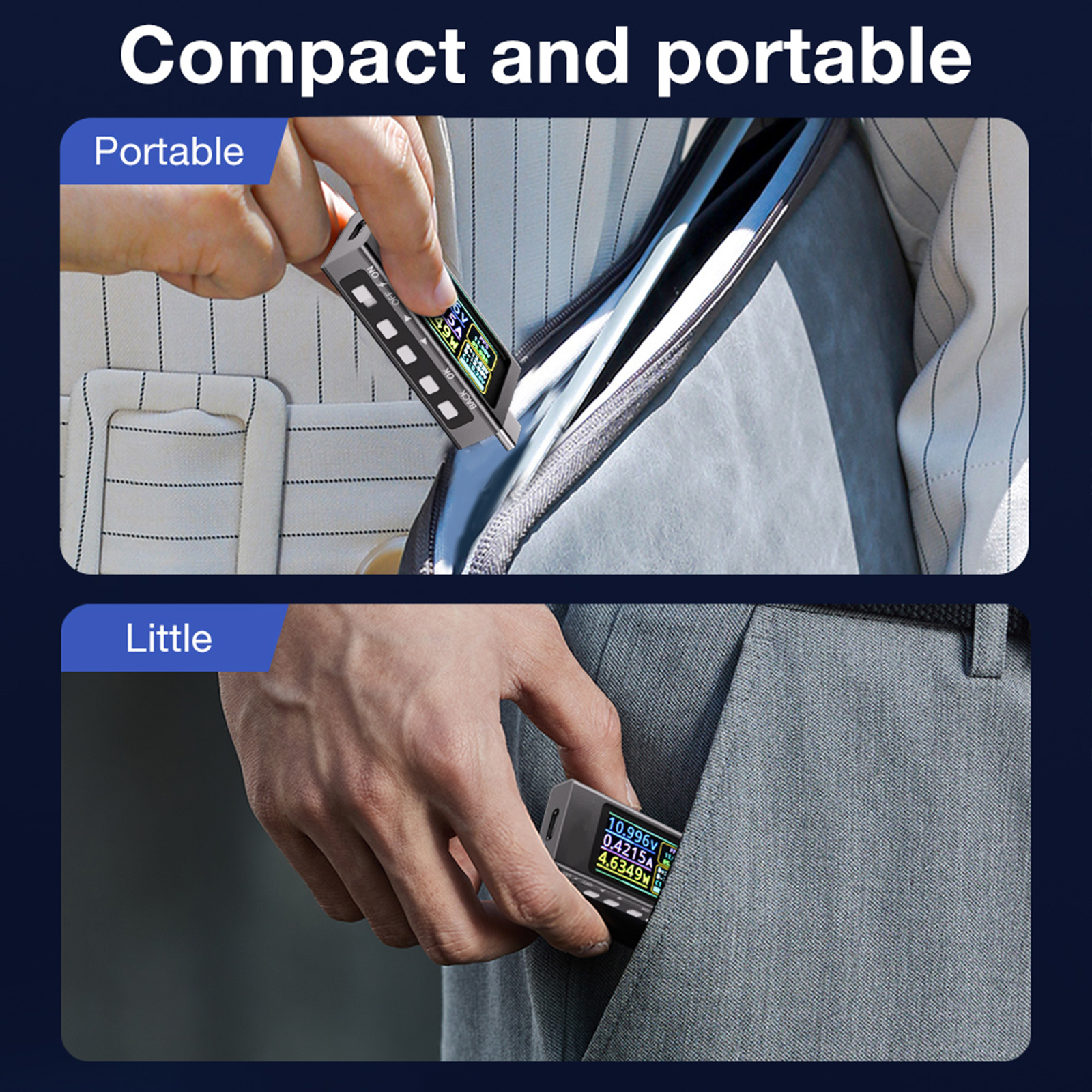 Portable USB C Protocols Analyzers Voltages Current Tester Real Time Monitoring Aluminum Digital Ammeter Voltmeter