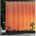 thumbnail image 4 of Ambesonne Animal Shower Curtain, Savannah Sunset with Gull, 69"Wx75"L, Burnt Orange and Black, 4 of 5