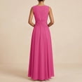 thumbnail image 3 of Morttic Women's Solid Color Sleeveless Pleated Maxi Dress – Waist-Cinching Flowy Chiffon Evening & Wedding Guest Gown Red，S, 3 of 4