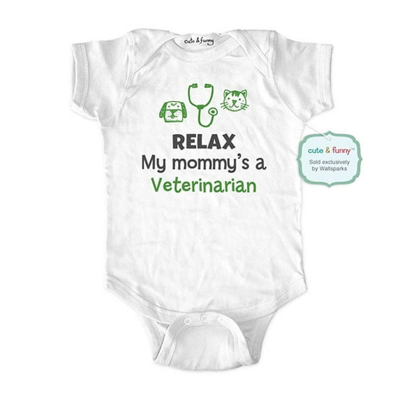 Relax my mommy's a veterinarian - wallsparks cute & funny Brand - baby one piece bodysuit - Great baby shower gift!