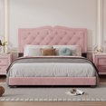 thumbnail image 2 of Duxelifin Upholstered Platform Bed,Queen Size Velvet Fabric Wooden Bed Frame with Rivet Design & Tufted Headboard, Easy Assembly (Pink), 2 of 6