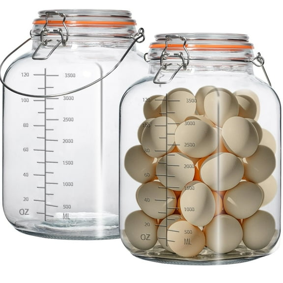 2 Pack 1 Gallon Glass Jar with Airtight Lids,Super Wide Mouth Large Mason Jars 128 oz,Glass Gallon Jugs Storage Container for Sun Tea,Kombucha,Storing,Canning