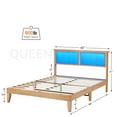 thumbnail image 5 of Natural Rattan Platform Queen Bed Frame with Storage Headboard, Noise-Free Design, Mattress Foundation, No Box Spring Required, 5 of 8