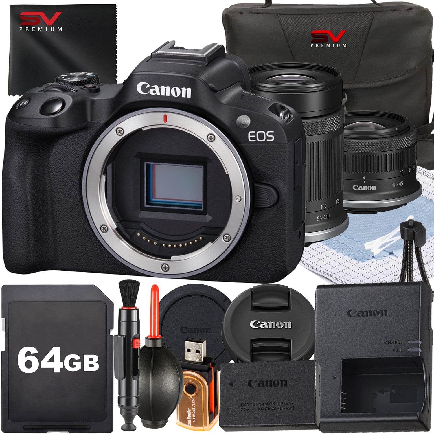 Canon EOS 2000D / Rebel T7 DSLR, 18-55mm, 75-300mm, 420-800mm