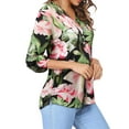 thumbnail image 5 of Nlife Women Floral Blouse for Women Hawaiian 3/4 Sleeve Top Tropical V-Neck Casual Shirt with Button Details, 5 of 7