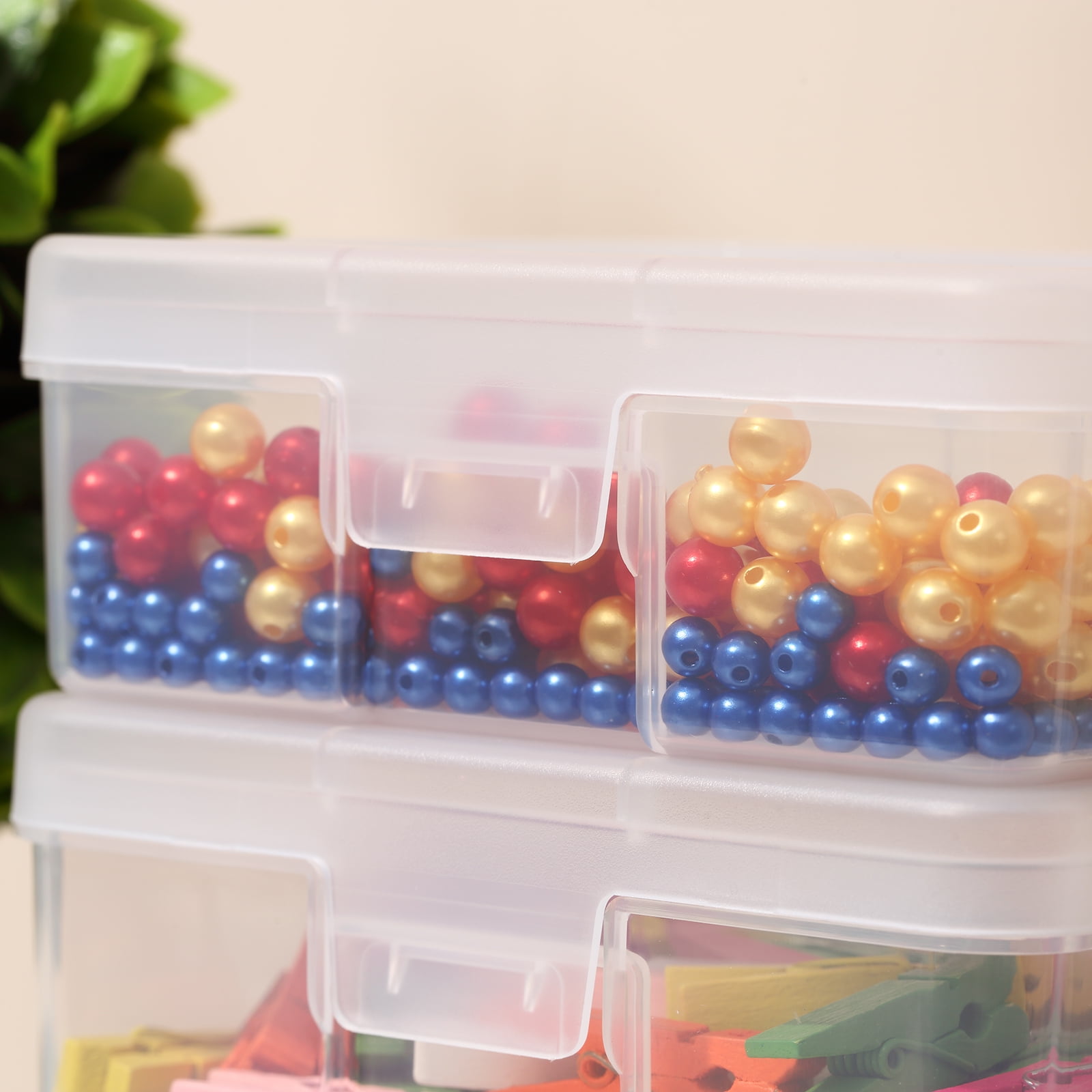 Novelinks Stackable Plastic Storage Pencil Box  Crayon Beads Jewelry, Small, 18 Count