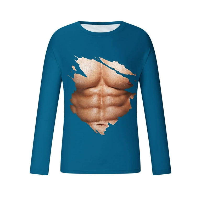Men's Long Sleeve Tops Loose Fit Novelty 3D Muscle T Shirt Sale