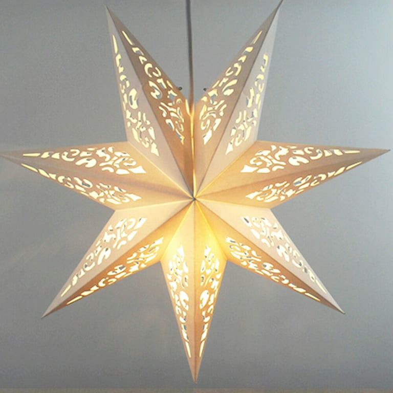 Ounamio 1-Piece Paper Star Lantern, Paper Stars Lamp Shade, Christmas Star Lights, Hollow Out Hanging Stars Ornament for Wedding Birthday Party Home