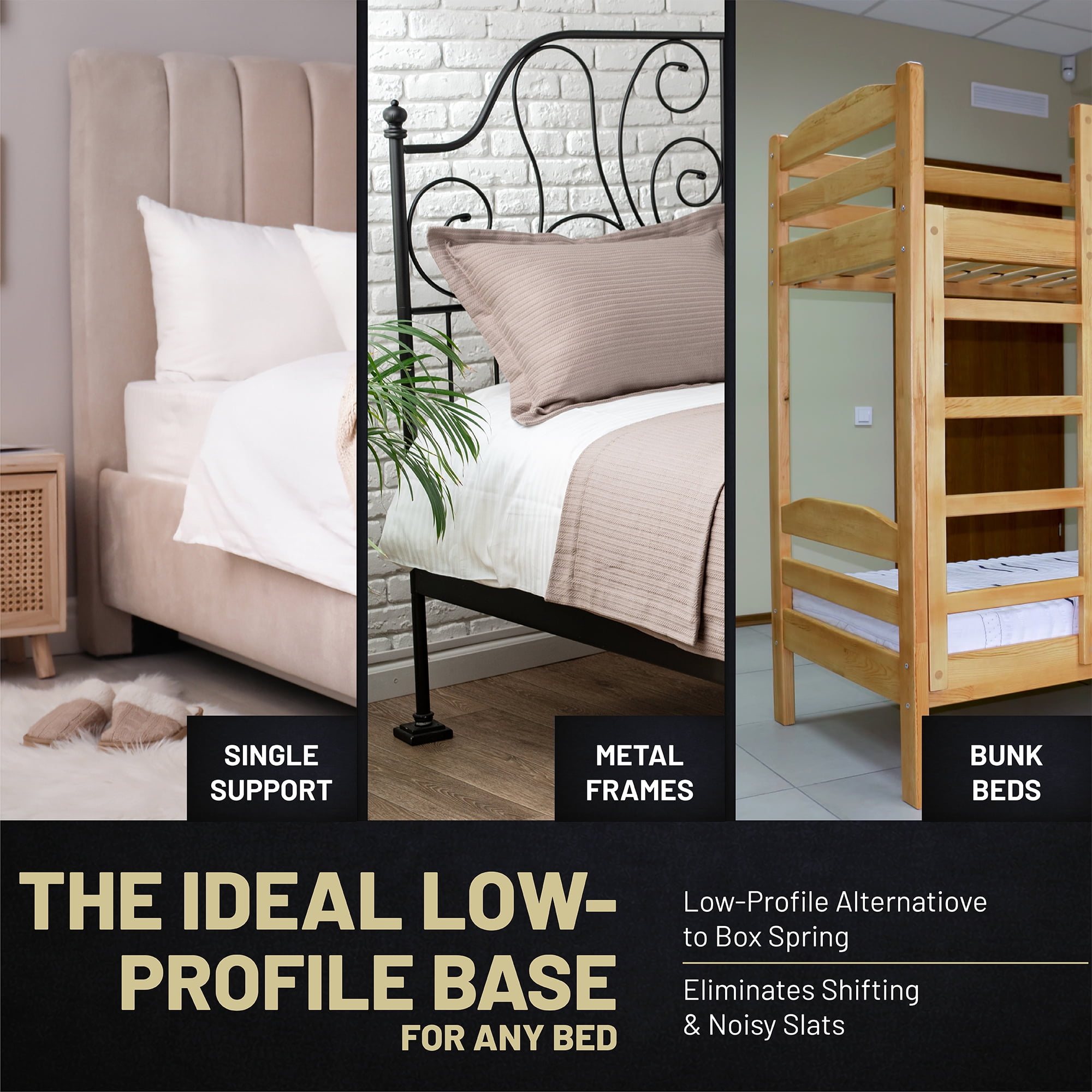 Continental Sleep, Premium 38mm Solid Surface Wood Bunkie Board Queen Size Bed Frames, 2-Piece Under Mattress Support Board, Fabric Ventilation Cover, Replaces Wooden Slats or Box Spring