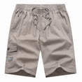 thumbnail image 4 of EOYWHK Men's Shorts for Casual Cotton Elastic Waist Multi Pockets Shorts Soft Lightweight Breathable Shorts for Basketball Gym Fitness Yellow XL, 4 of 6