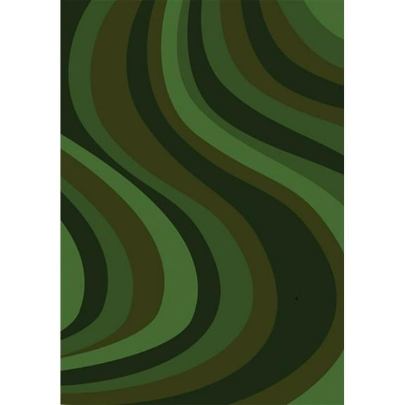 On the Curve Green 5 ft.4 in. x 7 ft.8 in.  WearOn Nylon Machine Tufted- Cut Pile Whimsy Rug