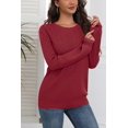 thumbnail image 4 of Zeagoo Fall Sweaters for Women Crewneck Long Sleeve Crochet Texture Pullover Sweater Tops, 4 of 6