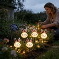 thumbnail image 5 of Easter Solar Garden Lights, 5 Pack Bunny & Carrot Pathway Lights for Outdoor Decor, Waterproof LED Stake Lights for Yard, Flowerbed, Walkways - Auto On/Off, Warm White Glow, 5 of 9