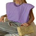 thumbnail image 4 of Tee-shirt Sans Manches en Coton Rembourré à l'Épaule pour Femmes, 4 of 4