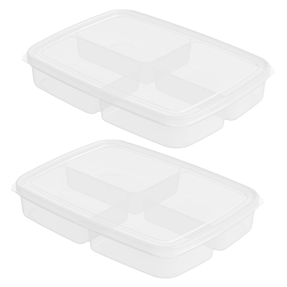 2pcs Fridge Freshkeeping Container Food Storage Organizer Divided Bin