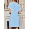 thumbnail image 6 of Avidlove Nightgowns for Women Button Down Bamboo Viscose Nightshirts Short Sleeve Sleepshirt Crew Neck House Dress with Pockets Sleepwear, 6 of 9
