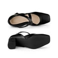 thumbnail image 4 of BLISSFUL STEP Women's Cross Strap Block Heels Mary Jane Pumps Black 8, 4 of 7