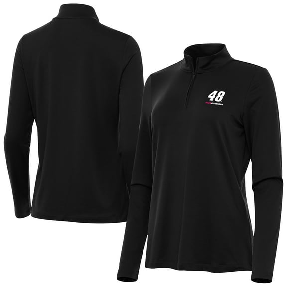 Women's-Antigua  Black Alex Bowman Reprocess Quarter-Zip Pullover Top