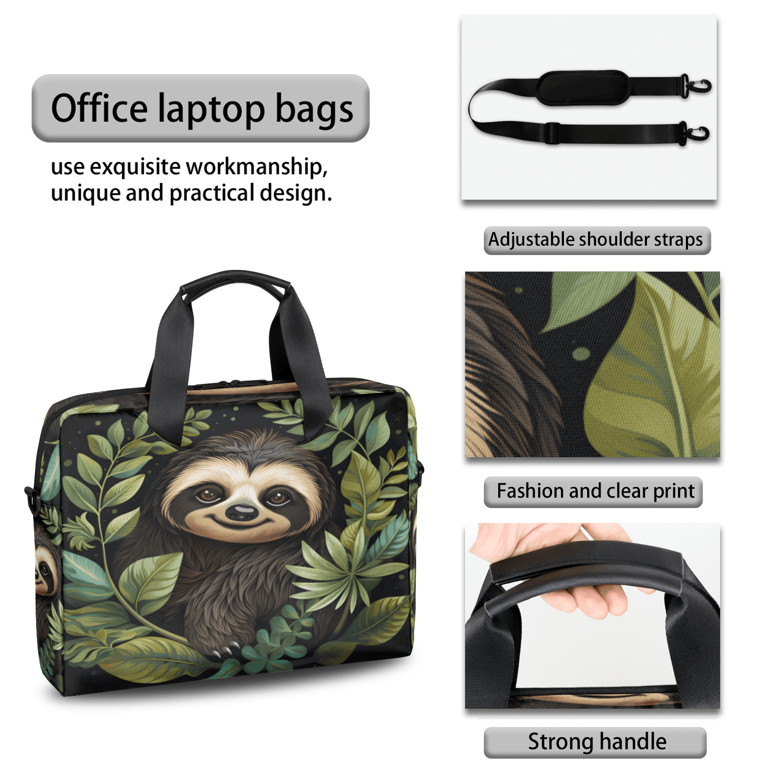 Herdesigns Cute Laptop Bag for Women Men, Computer Case Briefcase Messenger Bags, 15-15.6 inch Laptop Sleeve Shoulder Bag