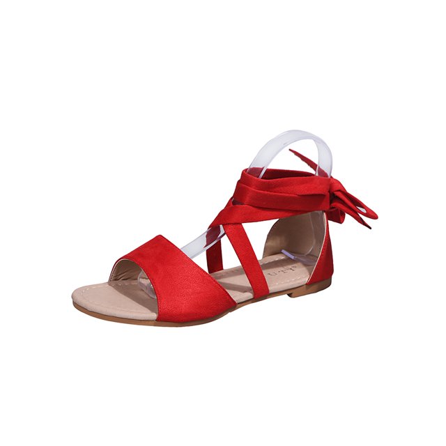 Innerwin Chaussures Décontractées pour Femmes Sandales Ouvertes d'Été Confortables à Brides Plates avec Bride Cheville Rouge Vif 8