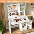 thumbnail image 4 of Merluxy 35.5" Make up Vanity Desk with Mirror and Lights, Vanity with Lights & Power Outlet, Vanity Desk with 2 Drawers, Bedroom, White, 4 of 6