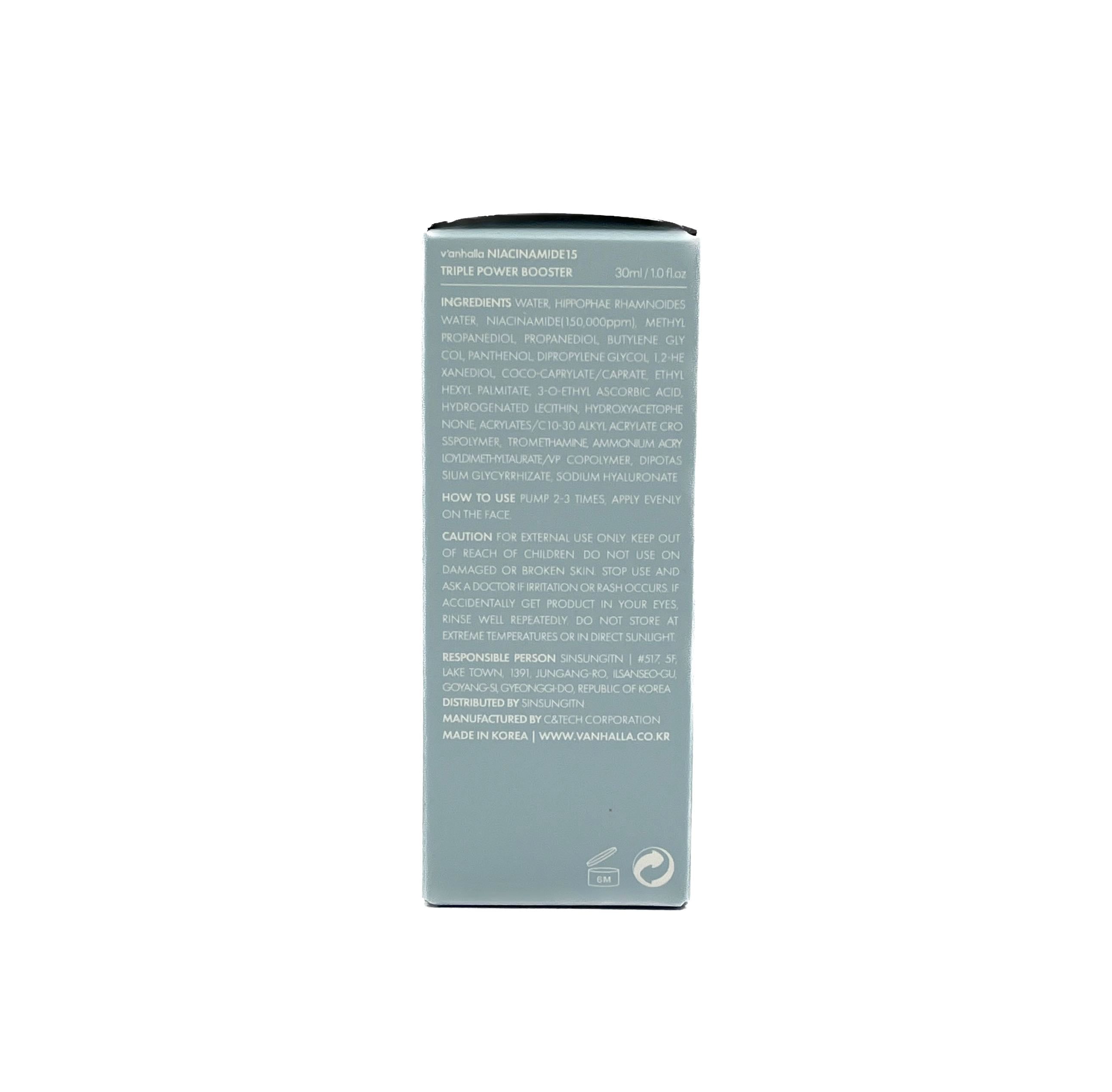 V'anhalla Niacinamide Triple Power Booster | Made in Korea | Vegan + Cruelty Free + Fragrance Free