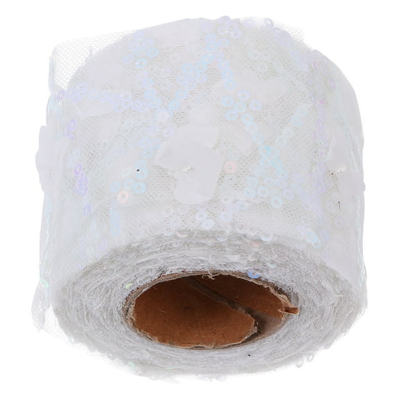 FENGGUIQU White Sequin Gauze Ribbon for Crafts, Headdress, Clothing Accessories, Party Decorations, and Wrapping