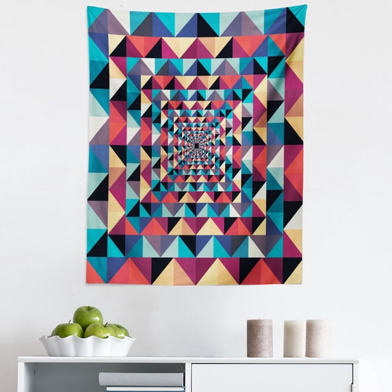 Modern Tapestry, Modern Style Visual Patchwork Effect with Colorful Retro Composition Print, Fabric Wall Hanging Decor for Bedroom Living Room Dorm, 5 Sizes, Multicolor, by Ambesonne