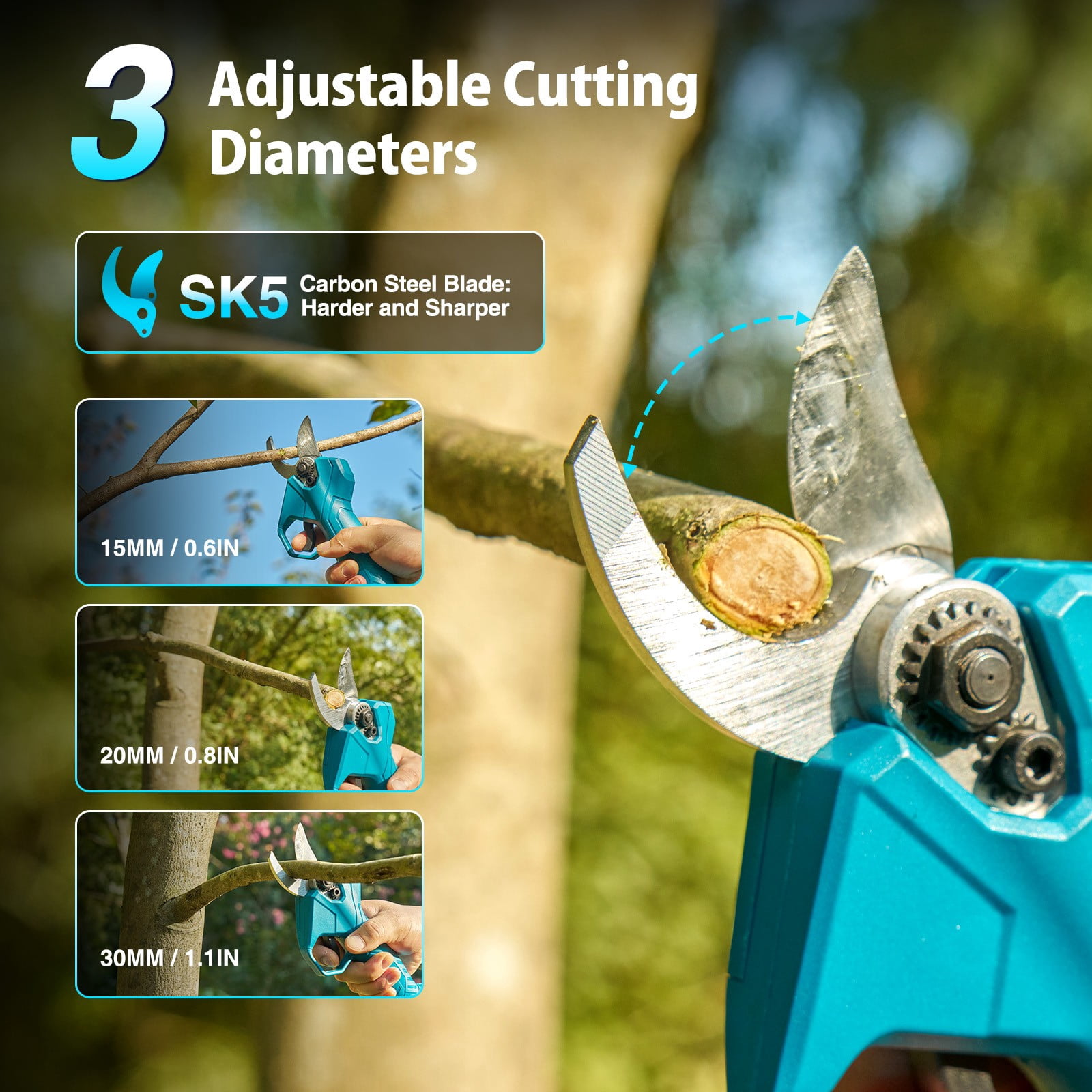 Taskstar 4-in-1 Pole Saw & Pruning Shears Combo Kit, Electric 6 Inch Mini Chainsaw ,15 Feet Max Reach , Limb Branch Cutter Pruner