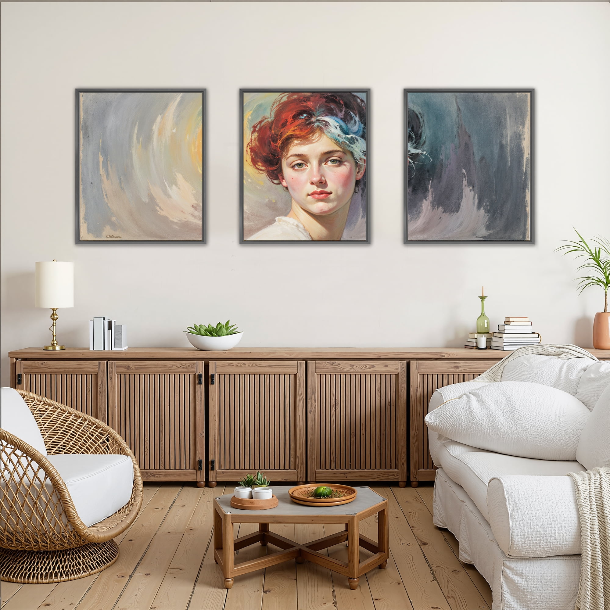MAYEERTY Modern Abstract Wall Art Painting, Living Room Decor, Black Aluminum Alloy Frame, 23.6"x15.8"