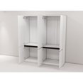 thumbnail image 2 of Modern Minimalist Style Wardrobe Armoire，Four-Door Pull-Free Silver Mirror Wardrobe with Built-In Mirrors (White,W62.99 x D20.47x H74.02), 2 of 7