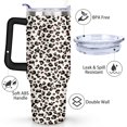 thumbnail image 3 of 40oz Fashion Leopard Pattern Stainless Steel Flip Straw Tumbler Spill Proof Travel Cup Double Wall Vacuum Insulated Coffee Mug with Top Handle, 3 of 6