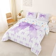 thumbnail image 2 of Erosebridal Cute Bowknot Full Size Comforter Sets for Girls, Purple Ribbon Bedding Sets, Colorful Stars Reversible, 1 Comforter and 2 Pillowcases, 2 of 6
