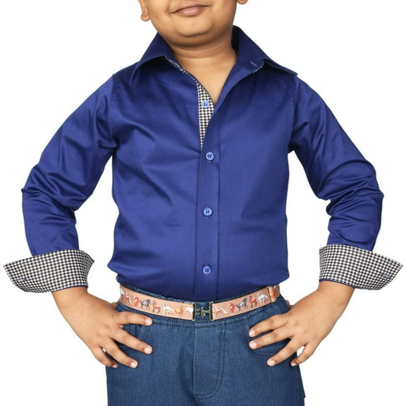 TuffRider Boys ADEY Shirt-Royal Blue-XS