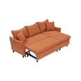 thumbnail image 5 of Convertible Sectional Sofa with Pull-Out Bed and Storage Chaise Lounge, L-shaped Corduroy Upholstered Reversible Couch with 2 Throw Pillows for Living Room, Apartment (Orange), 5 of 7