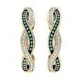 thumbnail image 2 of 0.25 Carat (ctw) 18K Yellow Gold Round Blue & White Diamond Ladies Twisted Swirl Hoop Earrings 1/4 CT, 2 of 4
