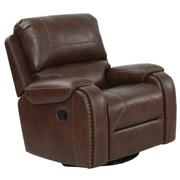 Faux Leather Upholstered Glider Recliner with Power Footrest, Dark