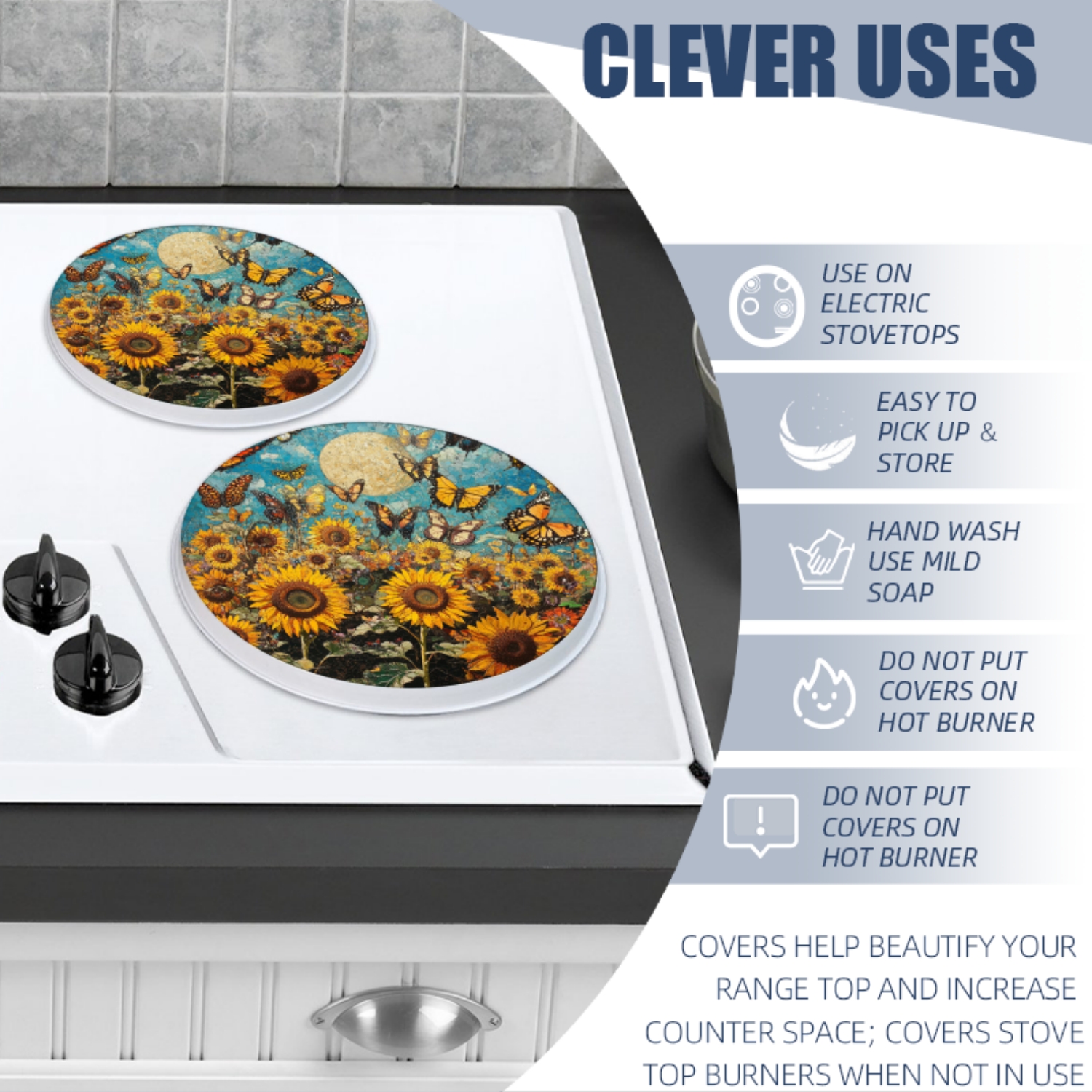 Gas Stove Burner Cover,White Electric Stove Top Protector,Easy to