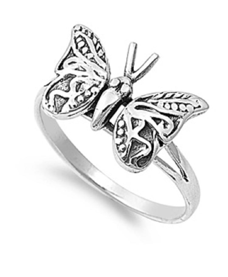 925 Sterling Silver Spring Butterfly Ring Size 5
