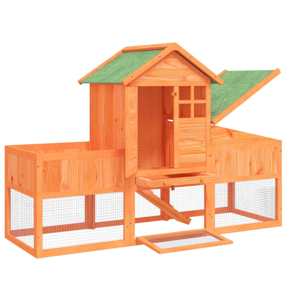 vidaXL Rabbit Hutch Brown 66.9"x24.8"x44.5" Solid Wood Pine