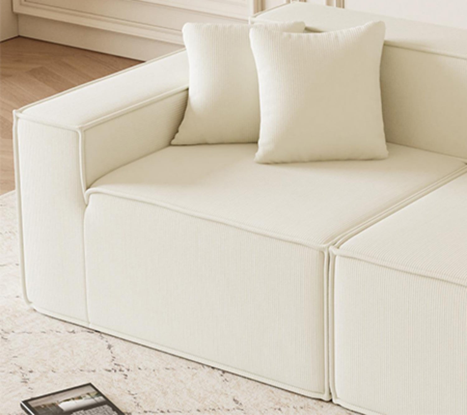 Gewnee Luxury Deep Seat Modular Loveseat with Soft Corduroy Upholstery - Compact, Versatile for Small Modern Living Rooms