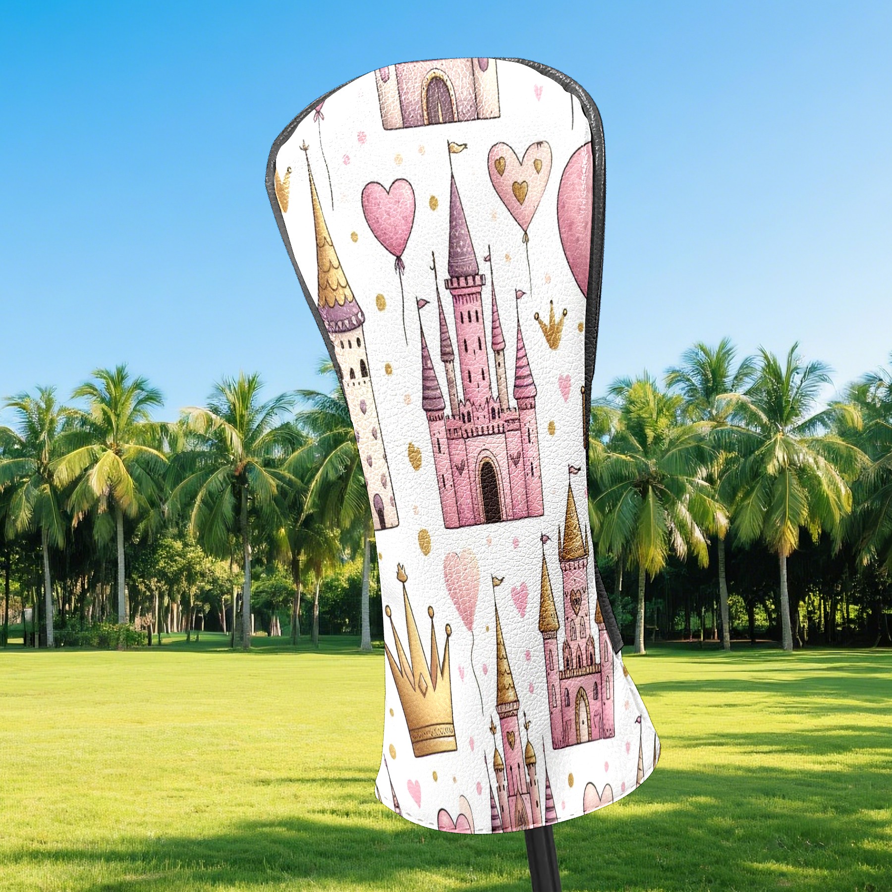 Golf Club Covers, PinkGoldCastle Premium PU Leather Driver Hybrid Putter Head Covers with Velvet Lining, Waterproof Golf Gifts for Men Women