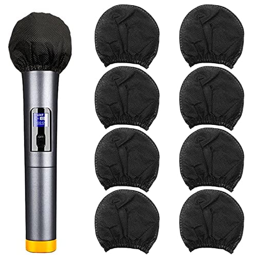 Black 4 PCS ONLYKXY Disposable Sanitary non-woven Handheld Microphone Cap case pads Universal Small Mic Covers Replacement WindScreen Protective for Recording Room KTV