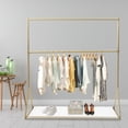 thumbnail image 5 of Double Hanging Clothes Rack with Bottom Shelf Gold and White Freestanding Garment Rack for Bedroom Clothing Store, 5 of 10
