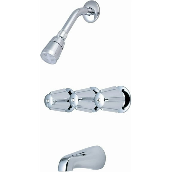 Olympia Faucets P-3210 Three Handle Tub/Shower Set, Chrome Finish